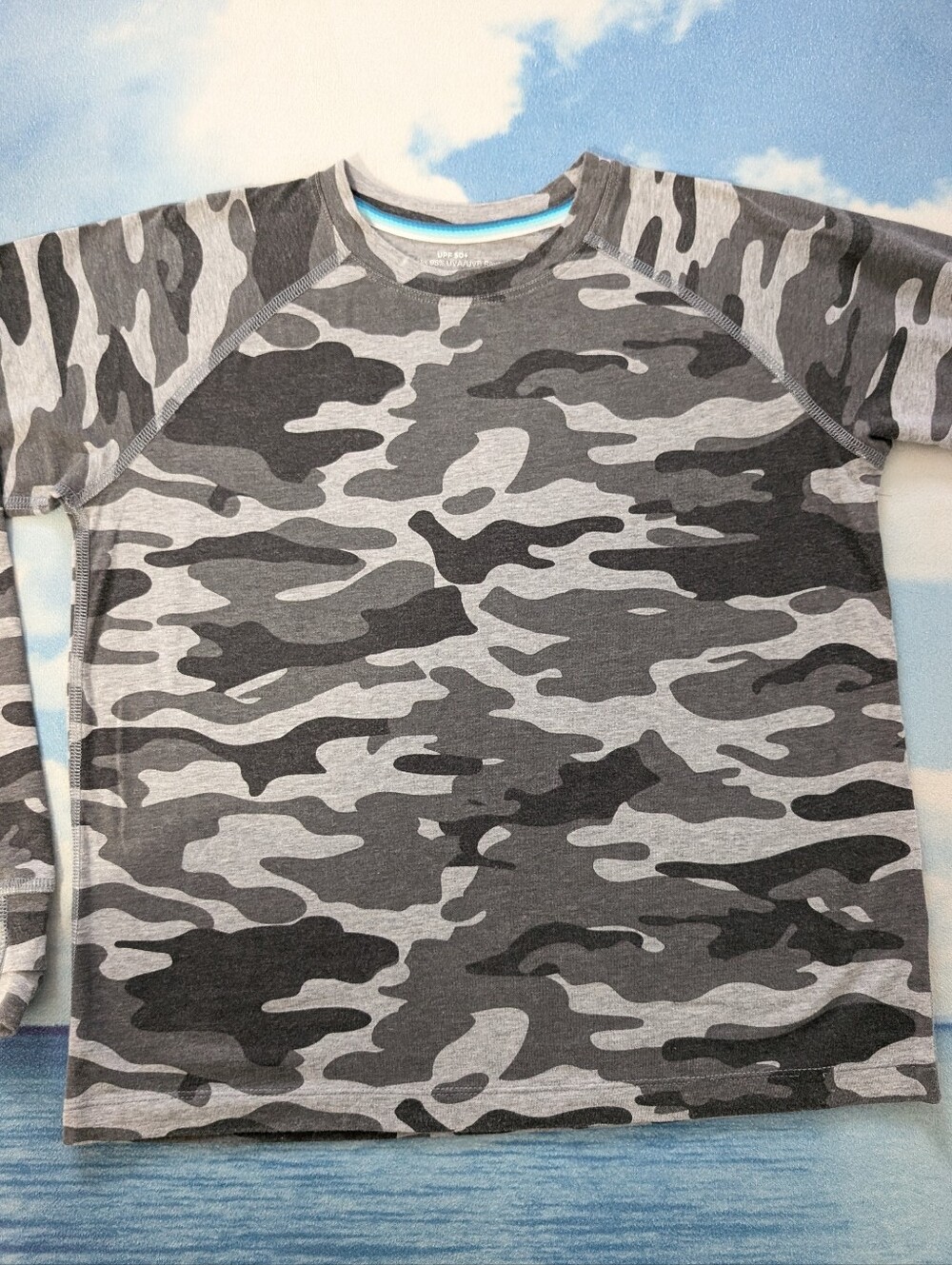 Coolibar Kids Long-Sleeve Gray Camo Sun Top UPF 50+
